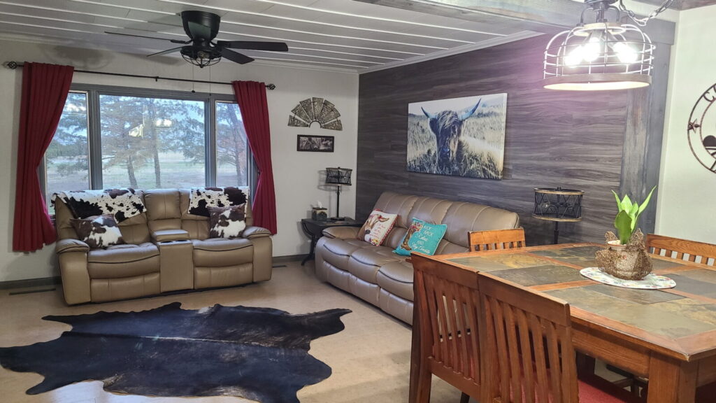 Living room at the Lazy A Ranch guest house
