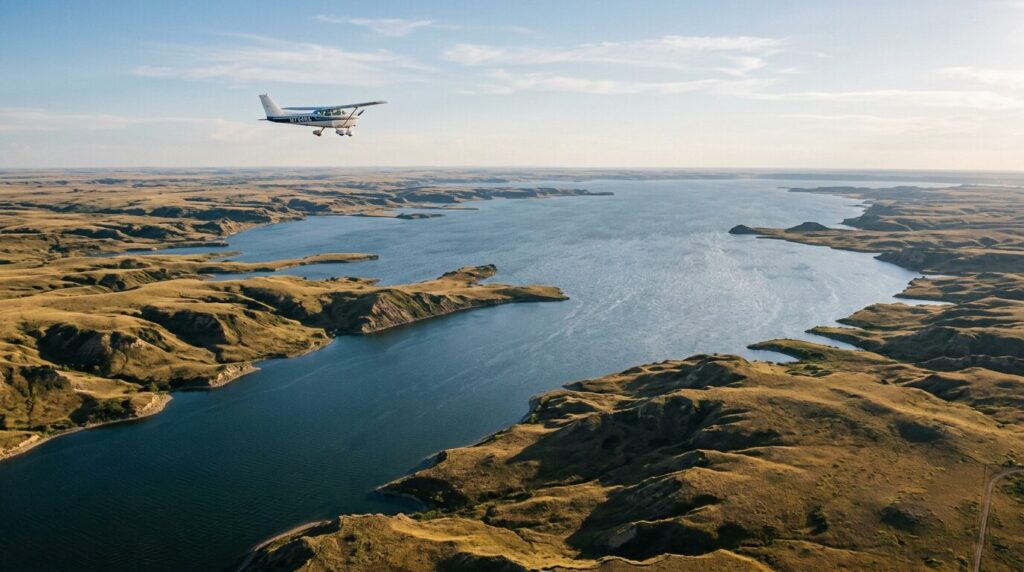 flying into lake oahe country
